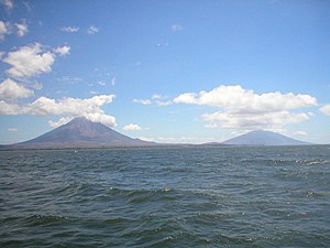 Ometepe Island seen from the lake