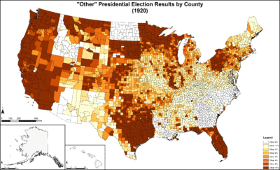 Map of "other" presidential election results by county