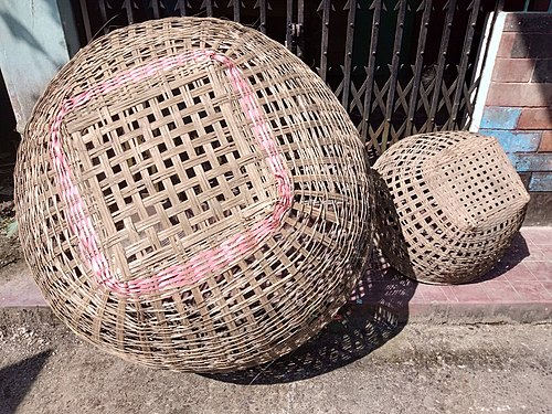 Outer surface of a big and small bamboo basket