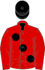 Red, large black spots, black cap