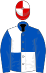 Royal blue and white (quartered), royal blue sleeves, red and white quartered cap