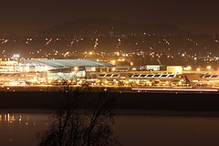 Portland International Airport at night