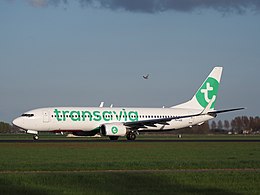 PH-HZE Transavia Boeing 737-8K2 (WL) start bij zonsondergang vanaf Polderbaan, Schiphol (AMS - EHAM), pic1.JPG