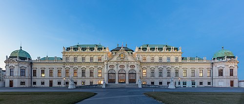 Upper Belvedere Palace during the blue hour, Vienna, Austria.