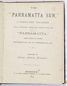 Parramatta Sun : a serio-comic magazine, issued fortnightly, during the voyage of the ship Parramatta. Parramatta sun.jpg