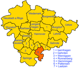 Pattensens placering i Region Hannover