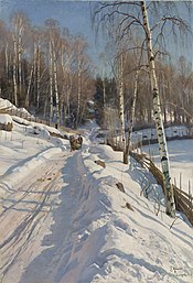 Peder Mønsted - Sleigh ride on a sunny winter day.jpg