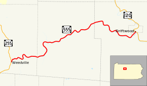 Pennsylvania Route 555 map.svg