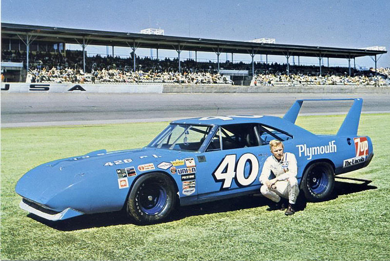 File:Pete Hamilton with his Petty Enterprises 1970 Plymouth Superbird..jpg