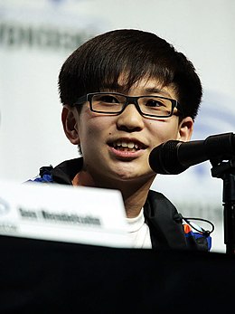 Philip Zhao speaking at the 2018 WonderCon, for "Ready Player One", at the Anaheim Convention Center in Anaheim, California.