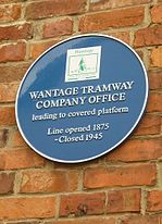 Plaque on the former Wantage Tramway building.jpg