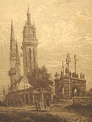 Calvaire en kerk in 1872