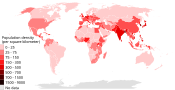 Population density (people per km2) by country, 2018