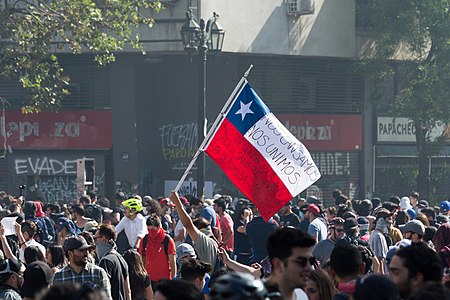 Protesters in Plaza Baquedano on October 22