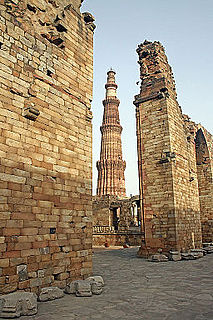 Qutb Minar complex monuments and buildings from the Delhi Sultanate at Mehrauli, Delhi, India