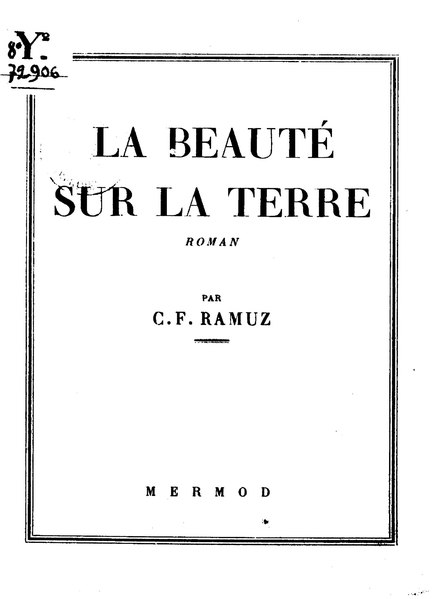 Fichier:Ramuz - La beauté sur la terre, 1927.djvu