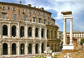 Theatre of Marcellus and the ruins of the Temple of Apollo Sosianus