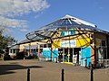 A Somerfield supermarket, in Ryde, Isle of Wight before conversion to a Co-op store. The photo was taken from the front of the store and shows the main entrance. This particular store recently had a Robert Dyas store added inside, and the banner from this can be seen above the main entrance.