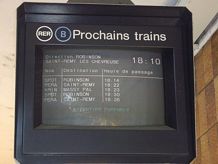 Next trains on RER B