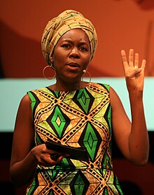 Msimang speaks at TEDx Soweto in 2014 Sisonke Msimang - TEDxSoweto 2014 - arm raised (cropped).jpg