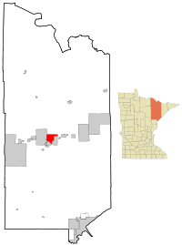St. Louis County Minnesota Incorporated and Unincorporated areas Virginia Highlighted.svg