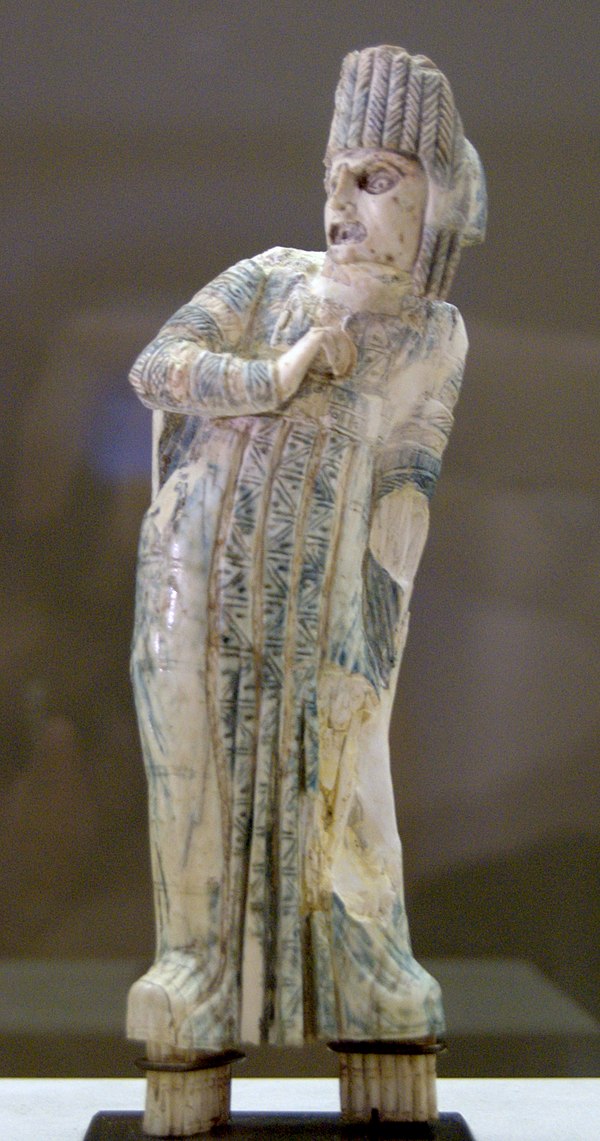 An ivory statuette of a Roman actor of tragedy, 1st century AD.