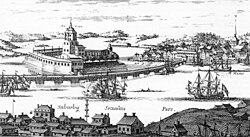Замок и городская стена в начале XVIII века