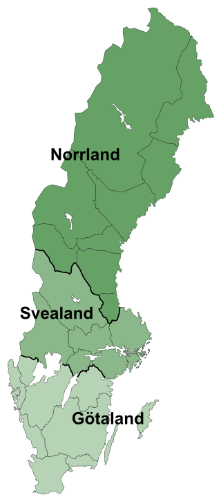 <span class="mw-page-title-main">Lands of Sweden</span> Historical division of the provinces of Sweden into three groups