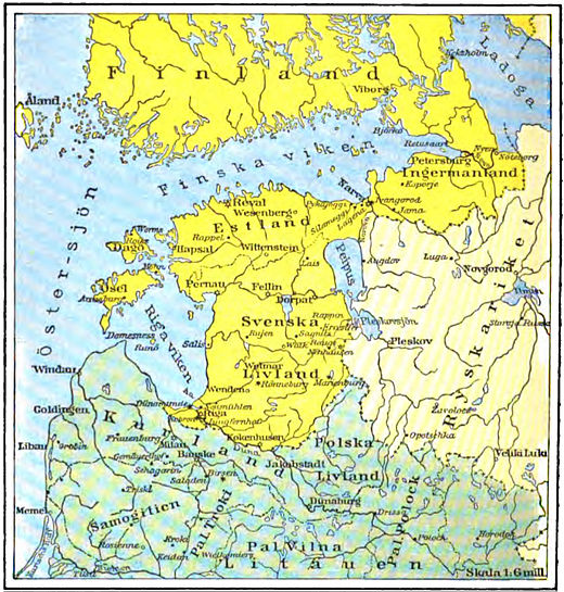 Kaart van de Baltische provincies van Zweden eind 17e eeuw