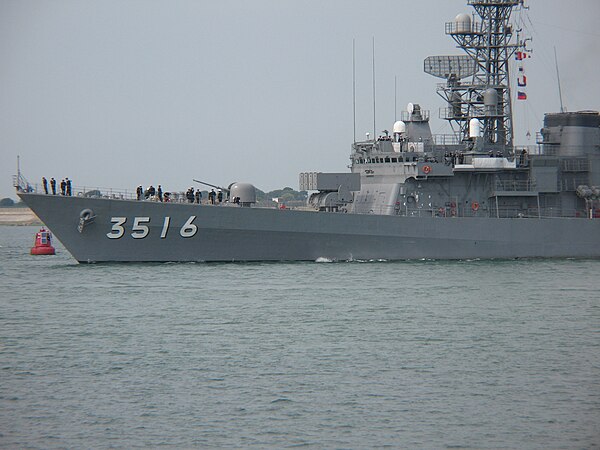 ASROC 'Matchbox' reload doors are visible in this photograph of the Japanese Asagiri-class destroyer, in 2008.