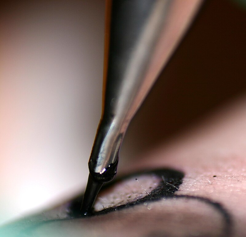 Matériel De Tatouage Professionnel Gros Plan D'un Processus De Tatouage  Montrant Des Aiguilles Et De L'encre Noire