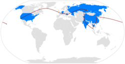 The route of The Amazing Race 14. The Amazing Race 14 map.png