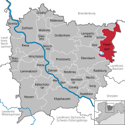 Läget för kommunen Thiendorf i Landkreis Meissen