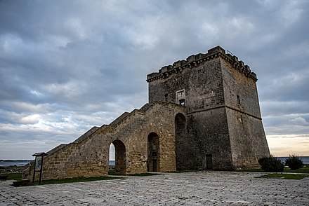 Torre Lapillo, built in the 16th century on the Ionian coast