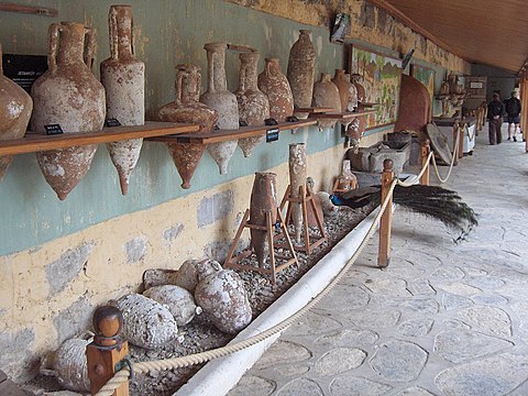 Collection of amphoras in Museum of Underwater Archaeology