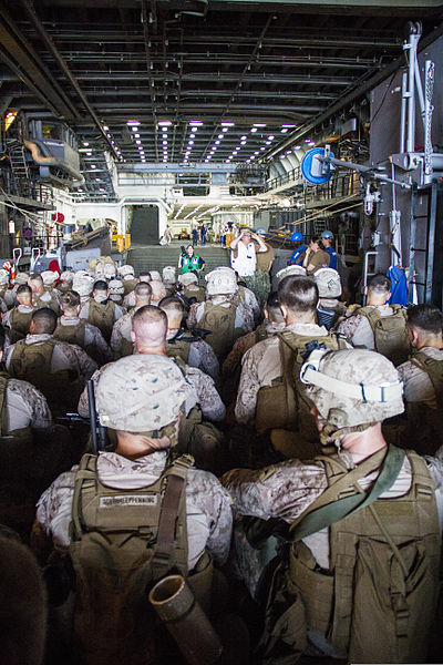 File:U.S. Marines and Sailors assigned to the 26th Marine Expeditionary Unit sit in a landing craft utility in the well deck of the amphibious transport dock ship USS San Antonio (LPD 17) during Eager Lion 2013 130607-M-HF949-001.jpg