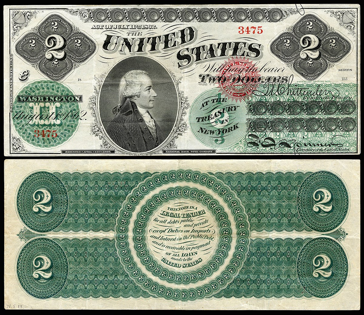 United States Two Dollar Bill Wikipedia 1816