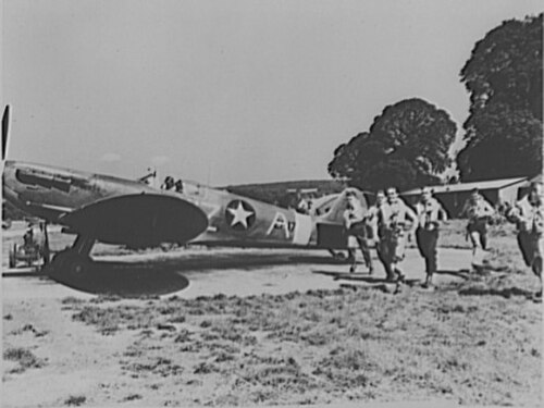 Thyng's Spitfire VB "WZ-A", named Mary & James, in 1942.