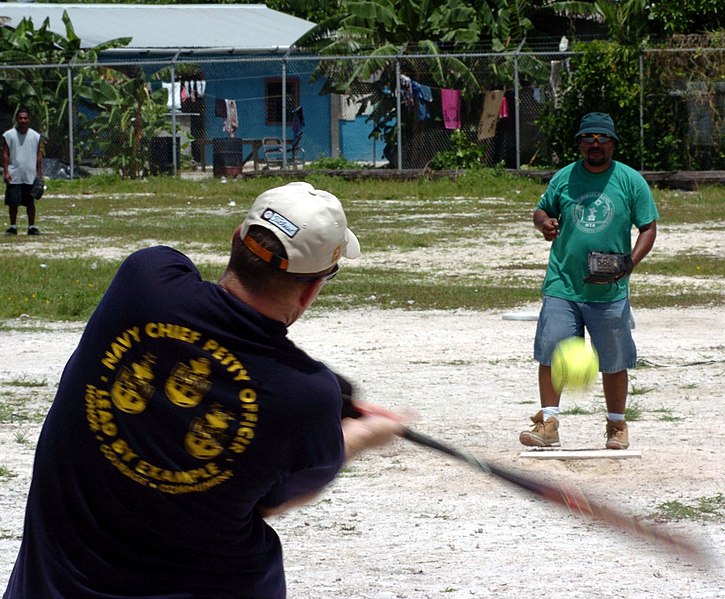 File:US Navy 050828-N-3874J-005 Sailors assigned to the amphibious assault ship USS Boxer (LHD 4), and Marshallese citizens play softball during a visit by the ship to Majuro, Republic of the Marshall Islands.jpg