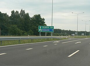 Motorway junction with U-turns. A2 motorway near Raguva.