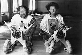 Volker Hesse (links) mit Stephan Müller Theater Neumarkt Zürich 1993, Foto: Monica Boirar