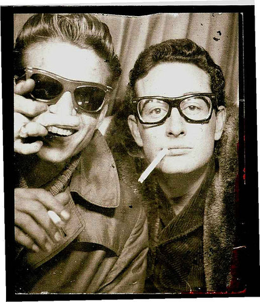 Jennings (left) in a Photo Booth in Grand Central Station with Buddy Holly on January 23, 1959.