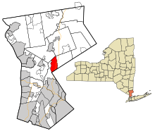 Westchester County New York začleněny a neregistrované oblasti Armonk zvýrazněny.svg