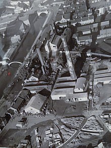 York Power Station 1949 Explosion - Aerial View, including WW2 camouflage paint on chimney York Power Station 1949 Explosion - Aerial View.jpg