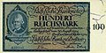 A Sächsische Bank zu Dresden 1924-es 100 birodalmi márkás bankjegyének előoldala, Gotthold Ephraim Lessing portréjával.