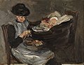 'Girl from Laren Peeling Potatoes with Sleeping Child in a Basket' by Max Liebermann.jpg