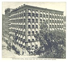 Westminster Hotel, Irving Place and 16th Street (King1893NYC) pg240 WESTMINISTER HOTEL, IRVING PLACE AND 16TH STREET.jpg