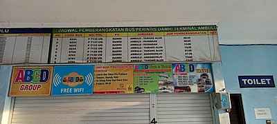 Papan informasi jadwal keberangkatan angkutan perintis