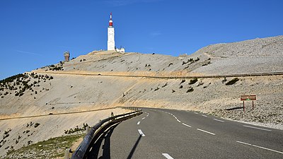 De top van de Mont Ventoux, de aankomstplaats van de 20e etappe