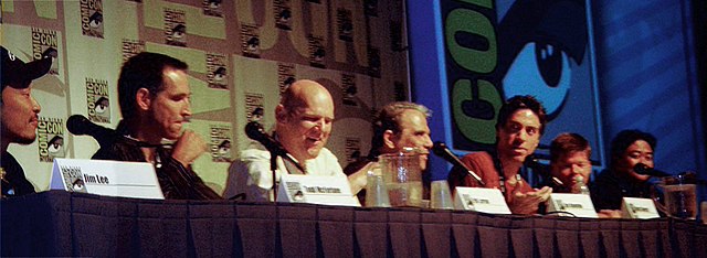 Panel at ComicCon 2007 on the 15th anniversary of the founding of Image Comics. From left: Jim Lee, Todd McFarlane, Erik Larsen, Jim Valentino, Marc S